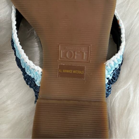 NEW LOFT Crochet Tri Tone Multicolor Blue Flip Flop Thong Slide Sandal 5/5.5 - Picture 10 of 14